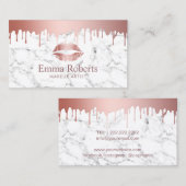 メイクアップアーティストバラ金ゴールドドリップスマーブル美しいサロン 名刺 (正面/裏面)