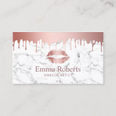 メイクアップアーティストバラ金ゴールドドリップスマーブル美しいサロン 名刺 (正面)