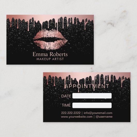 メイクアップアーティストバラ金ゴールドドリップズリップアポイントメント 予約カード (正面/裏面)
