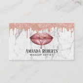 メイクアップアーティストバラ金ゴールドドリップリップシック大理石 名刺 (正面)