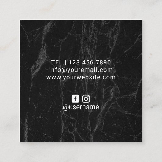 メイクアップアーティストバラ金ゴールドドリップリップマーブル スクエア名刺 (裏面)