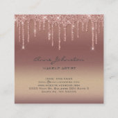 メイクアップアーティストバラ金ゴールドピンクグリッターとスパークル スクエア名刺 (裏面)