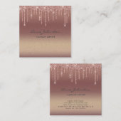 メイクアップアーティストバラ金ゴールドピンクグリッターとスパークル スクエア名刺 (正面/裏面)