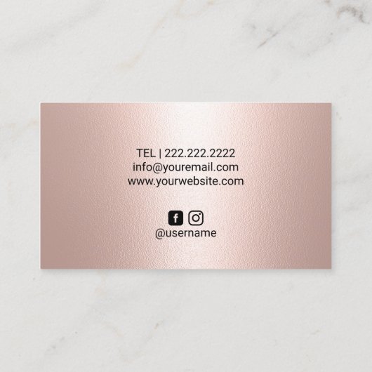 メイクアップアーティストバラ金ゴールドフラワーキス美しいサロン 名刺 (裏面)