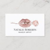 メイクアップアーティストバラ金ゴールドフラワーキス美しいサロン 名刺 (正面)