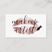 メイクアップアーティストバラ金ゴールドリップエレガントタイポグラフィ 名刺 (正面)