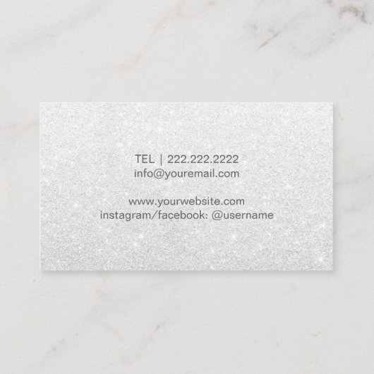 メイクアップアーティストバラ金ゴールドリップエレガントホワイトグリッター 名刺 (裏面)