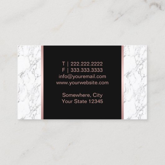 メイクアップアーティストバラ金ゴールドリップエレガントホワイトマーブル 名刺 (裏面)
