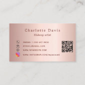 メイクアップアーティストバラ金ゴールドリップスティックQRコード 名刺 (裏面)