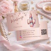 メイクアップアーティストバラ金ゴールドリップスティックQRコード 名刺