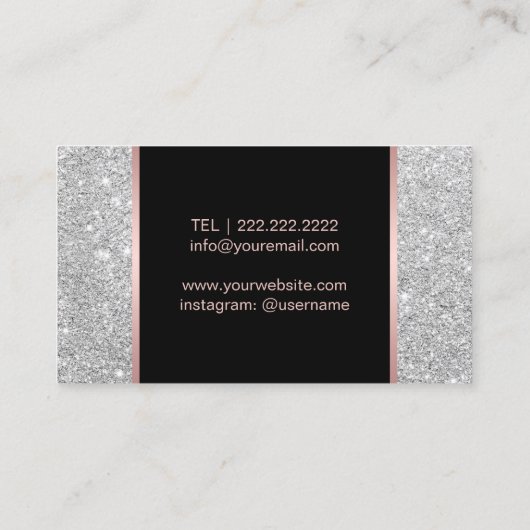 メイクアップアーティストバラ金ゴールドリップトレンディーシルバーグリッター 名刺 (裏面)