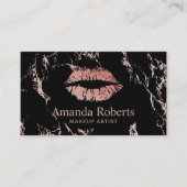 メイクアップアーティストバラ金ゴールドリップトレンディー大理石サロン 名刺 (正面)