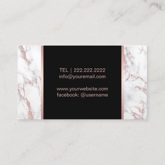 メイクアップアーティストバラ金ゴールドリップトレンディー大理石 名刺 (裏面)