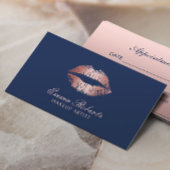 メイクアップアーティストバラ金ゴールドリップネイビーブルーサロン 予約カード