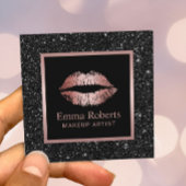 メイクアップアーティストバラ金ゴールドリップブラックグリッターサロン スクエア名刺
