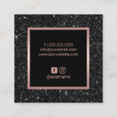 メイクアップアーティストバラ金ゴールドリップブラックグリッターサロン スクエア名刺 (裏面)