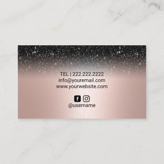 メイクアップアーティストバラ金ゴールドリップブラックグリッターサロン 名刺 (裏面)