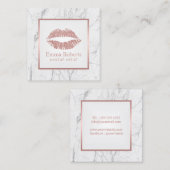 メイクアップアーティストバラ金ゴールドリップホワイトマーブル スクエア名刺 (正面/裏面)