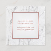 メイクアップアーティストバラ金ゴールドリップホワイトマーブル スクエア名刺 (裏面)