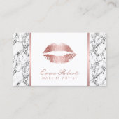 メイクアップアーティストバラ金ゴールドリップモダンホワイトマーブル 名刺 (正面)