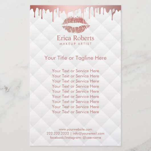 メイクアップアーティストバラ金ゴールドリップモダン美しいサロン チラシ (正面)