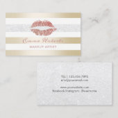 メイクアップアーティストバラ金ゴールドリップモダン金ゴールドストライプ 名刺 (正面/裏面)