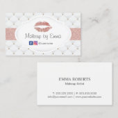 メイクアップアーティストバラ金ゴールドリップラグジュアリーキルト 名刺 (正面/裏面)