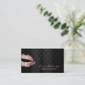 メイクアップアーティストバラ金ゴールドリップラグジュアリーブラックサロン 名刺 (スタンド正面)