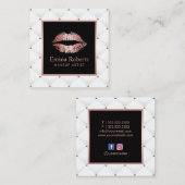 メイクアップアーティストバラ金ゴールドリップラグジュアリー美しいサロン スクエア名刺 (正面/裏面)