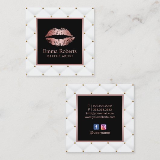 メイクアップアーティストバラ金ゴールドリップラグジュアリー美しいサロン スクエア名刺 (正面/裏面)