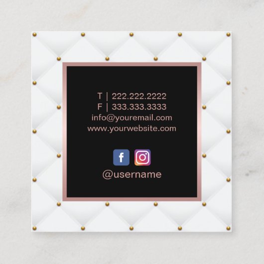 メイクアップアーティストバラ金ゴールドリップラグジュアリー美しいサロン スクエア名刺 (裏面)