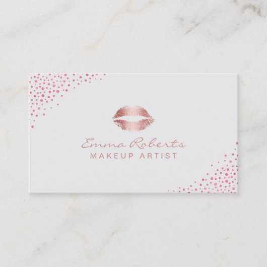 メイクアップアーティストバラ金ゴールドリップ紙吹雪美しいサロン 名刺 (正面)