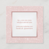 メイクアップアーティストバラ金ゴールドリップ赤面ピンクグリッター スクエア名刺 (裏面)