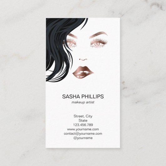 メイクアップアーティストバラ金ゴールド唇まぶし目トレンディー 名刺 (裏面)