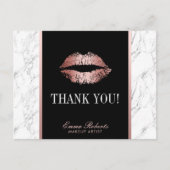 メイクアップアーティストバラ金ゴールド唇Marble Thank You ポストカード (正面)