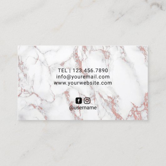 メイクアップアーティストバラ金ゴールド大理石グラムリップサロン 名刺 (裏面)