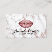 メイクアップアーティストバラ金ゴールド大理石グラムリップサロン 名刺 (正面)
