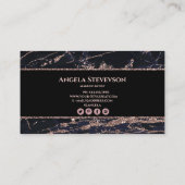 メイクアップアーティストバラ金ゴールド大理石名刺 名刺 (裏面)