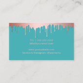 メイクアップアーティストバラ金ゴールド滴下まつげターコイズ 名刺 (裏面)