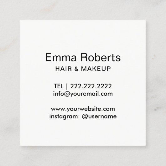 メイクアップアーティストバラ金ゴールド美しいモダンサロンストライプ スクエア名刺 (裏面)