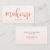 メイクアップアーティストバラ金ゴールド赤面ピンク 名刺 (正面/裏面)