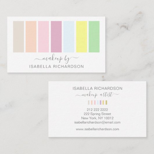 メイクアップアーティストパステルパレットアイシャドウ 名刺 (正面/裏面)