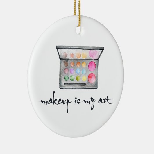 メイクアップアーティストパレット – 「メイクアップは私のアート」引用文 セラミックオーナメント (右)
