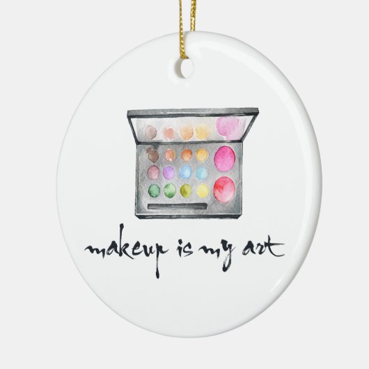 メイクアップアーティストパレット – 「メイクアップは私のアート」引用文 セラミックオーナメント (左)