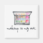 メイクアップアーティストパレット – 「メイクアップは私のアート」引用文 マグネット (正面)