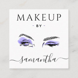メイクアップアーティストパープルアイはっきりしたソーシャルメディアQRコード スクエア名刺