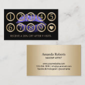 メイクアップアーティストパープルグリッターリップサロンロイヤリティ ロイヤリティカード (正面/裏面)