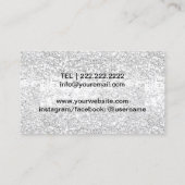 メイクアップアーティストパープルグリッターリップモダンシルバー 名刺 (裏面)