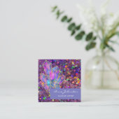 メイクアップアーティストパープルスターグリッター結晶 スクエア名刺 (スタンド正面)