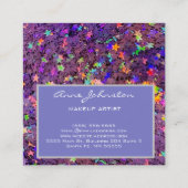 メイクアップアーティストパープルスターグリッター スクエア名刺 (裏面)